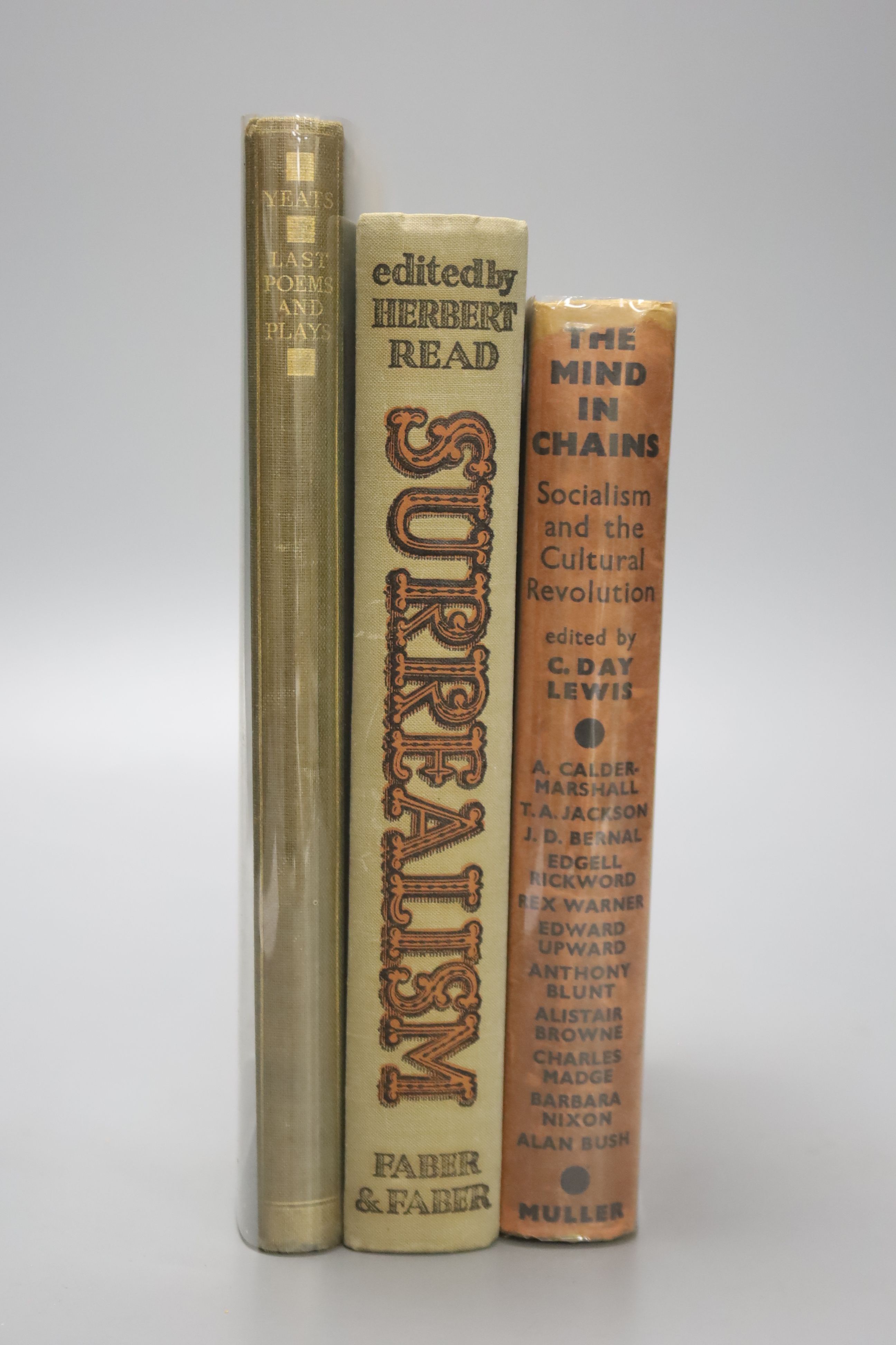 Yeats, William Butler - Last Poems, one of 2000, 8vo, cloth, MacMillan, London 1940; Read, Herbert( (editor) - Surrealism, 8vo, cloth,